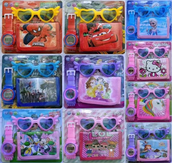 Kiddies wallet , glass and watch set