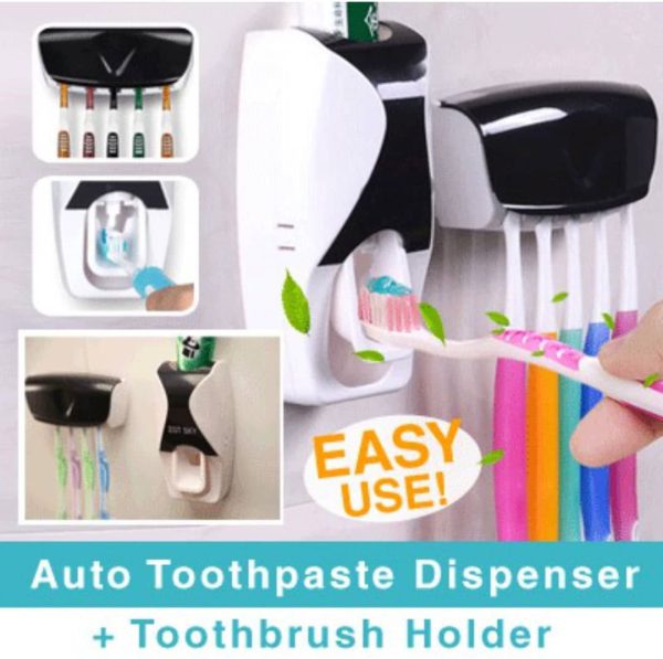 Toothpaste dispenser with brush holder