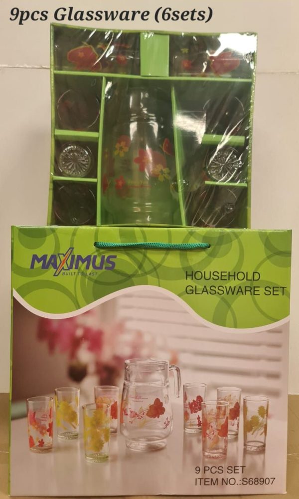 9PCS HOUSEHOLD GLASSWARE