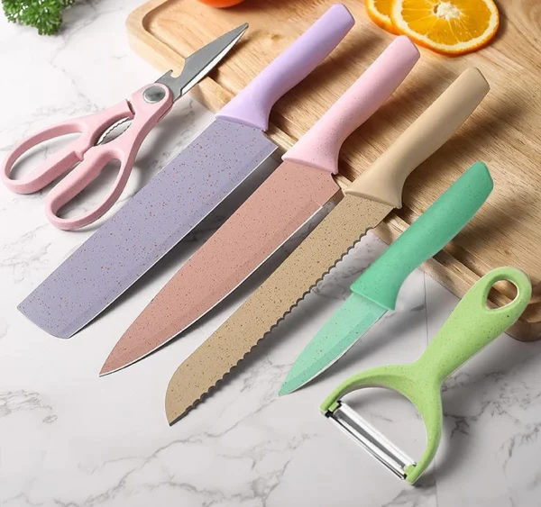 6 IN 1 STAINLESS STEEL CORRUGATED KNIFE SET