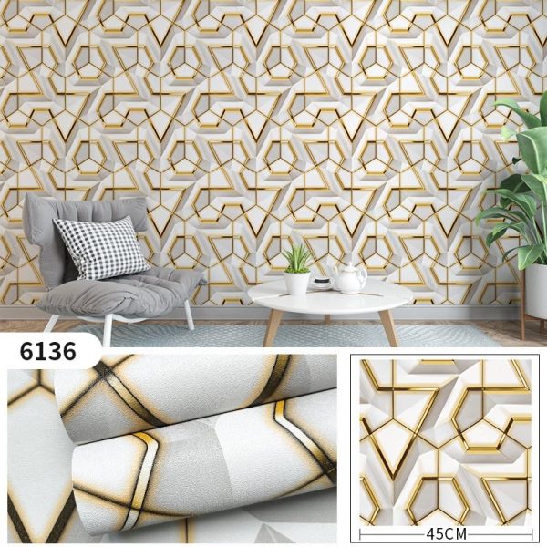 3D DIMENSIONAL GEOMETRIC SELF ADHESIVE WATERPROOF WALLPAPER