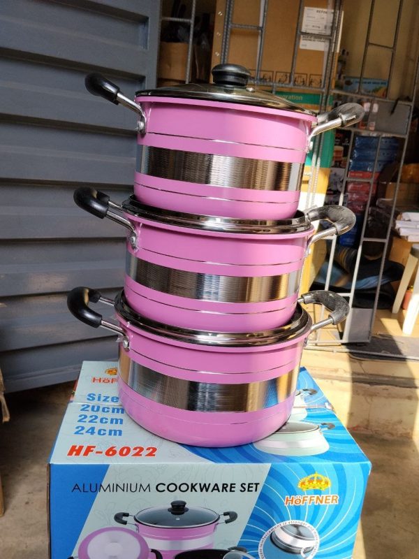 HF 6022 NONSTICK COOKWARE SET ( coloured )pink