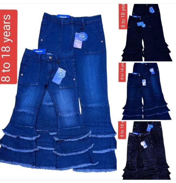 QUALITY THREE FLARE PALAZZO JEANS AGE 110YRS ( blue)