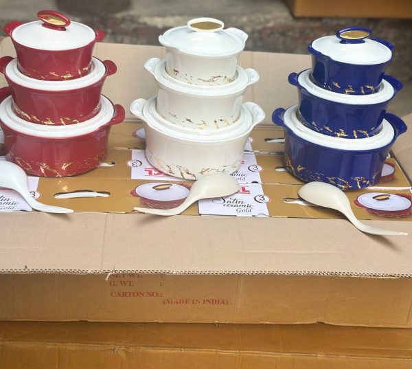 3SET SATIN MARBLE INSULATED CASSEROLE
