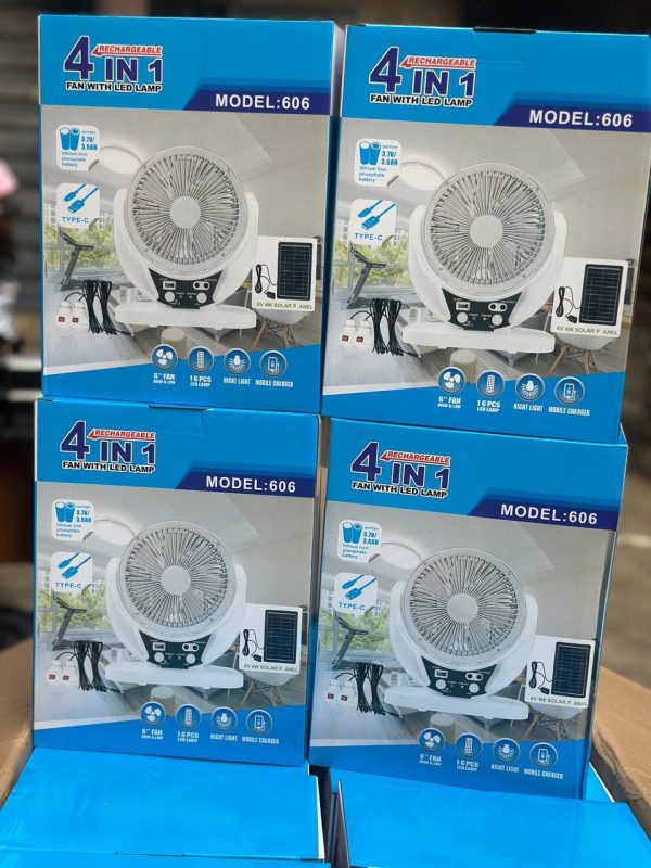 4 in 1 rechargeable solar fan  with bulb
