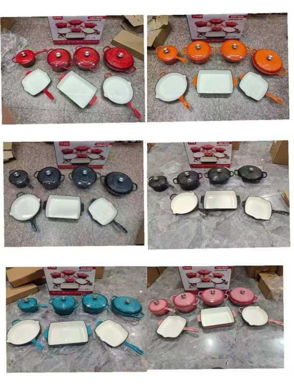7PCS ENAMEL CAST IRON COOKWARE SET