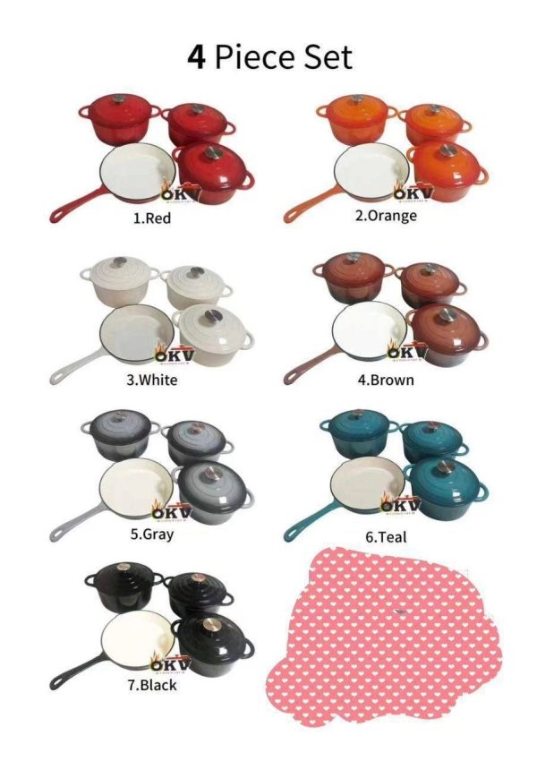 4PCS ENAMEL CAST IRON COOKWARE SET