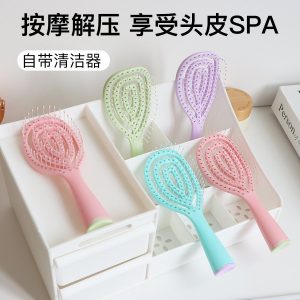 Macaroni big bend comb with silicone hair massage