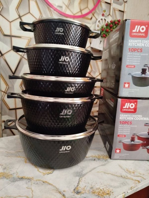 JIO 10PCS GRANITE COOKWARE SET