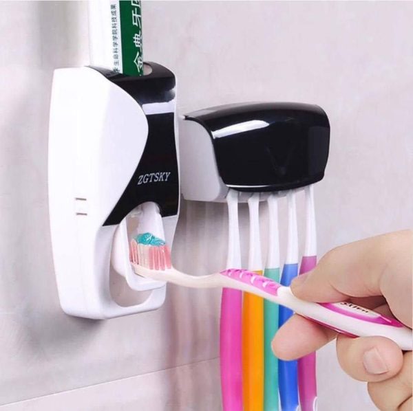 TOOTHPASTE DISPENSER WITH BRUSH HOLDER